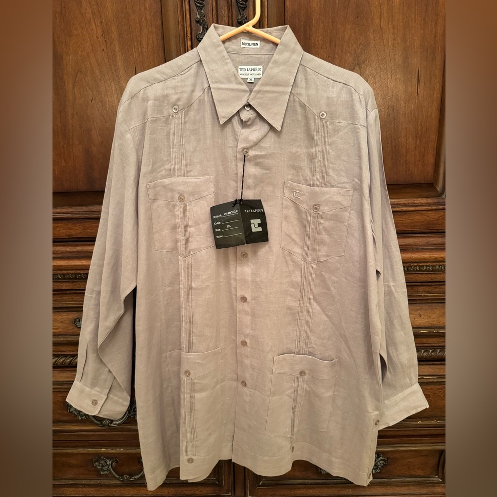 NWT Linen Cuban style XXL Button Down Shirt